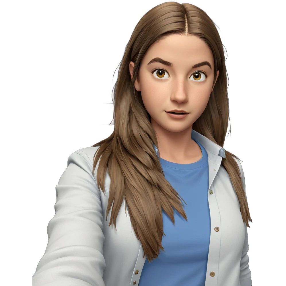 brown-haired girl in blue shirt emoji