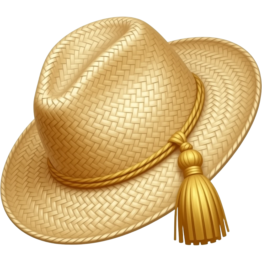 A craft made from toquilla straw, but make it a hat. emoji