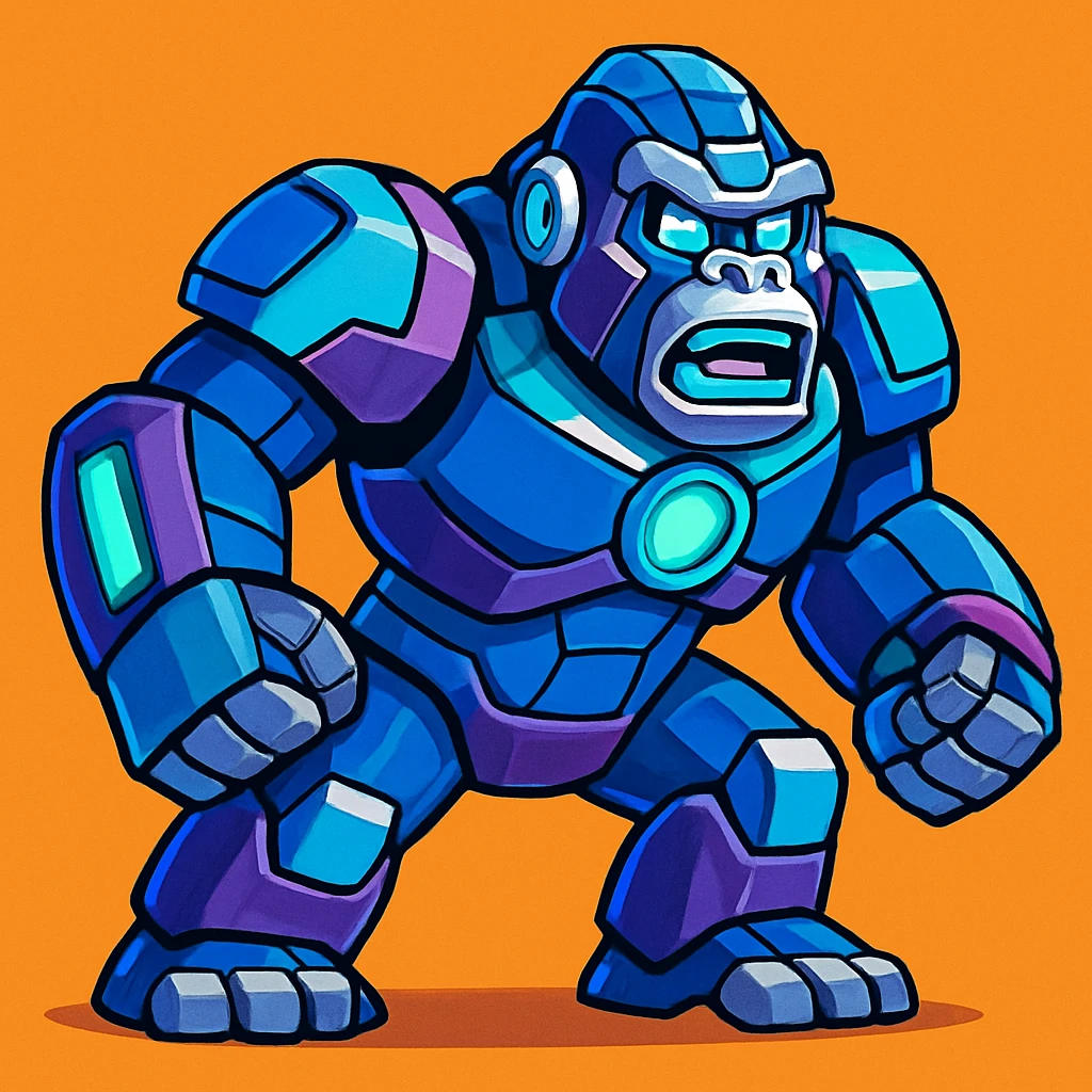 robot gorilla, vibrant and futuristic, metallic details emoji