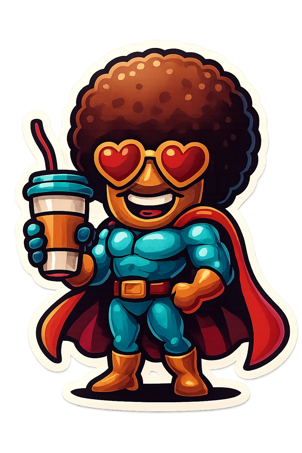 coffee creature, big heart eyes, big smile emoji