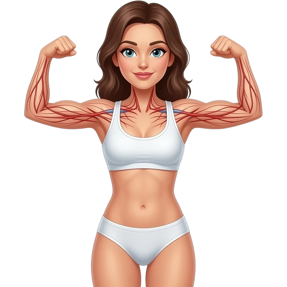 Women flexed biceps and veins on underwear emoji