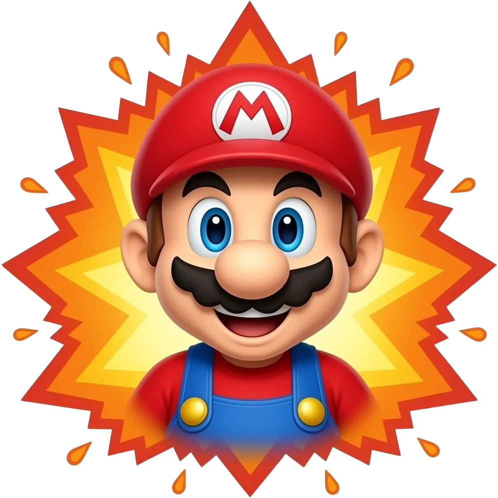 I need a mario emoji with mario being exploded emoji