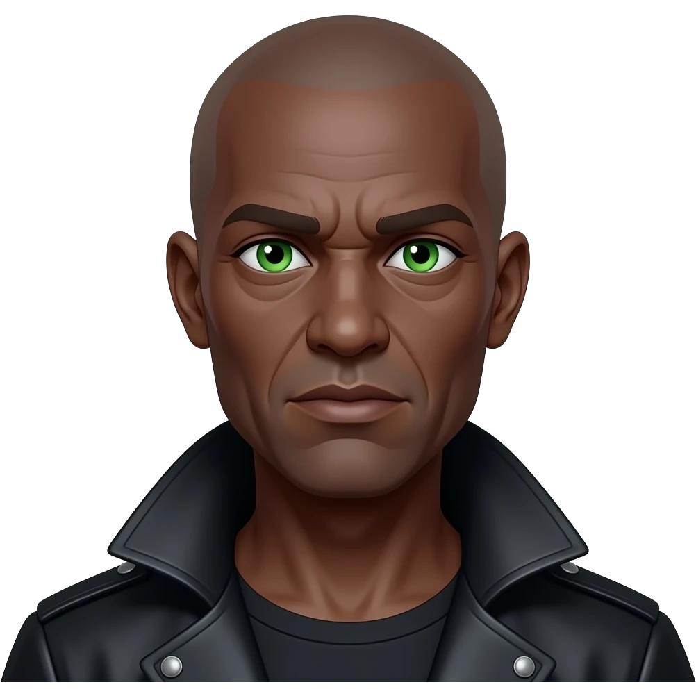 Older,bald,green eyes, go t, dark skinned emoji