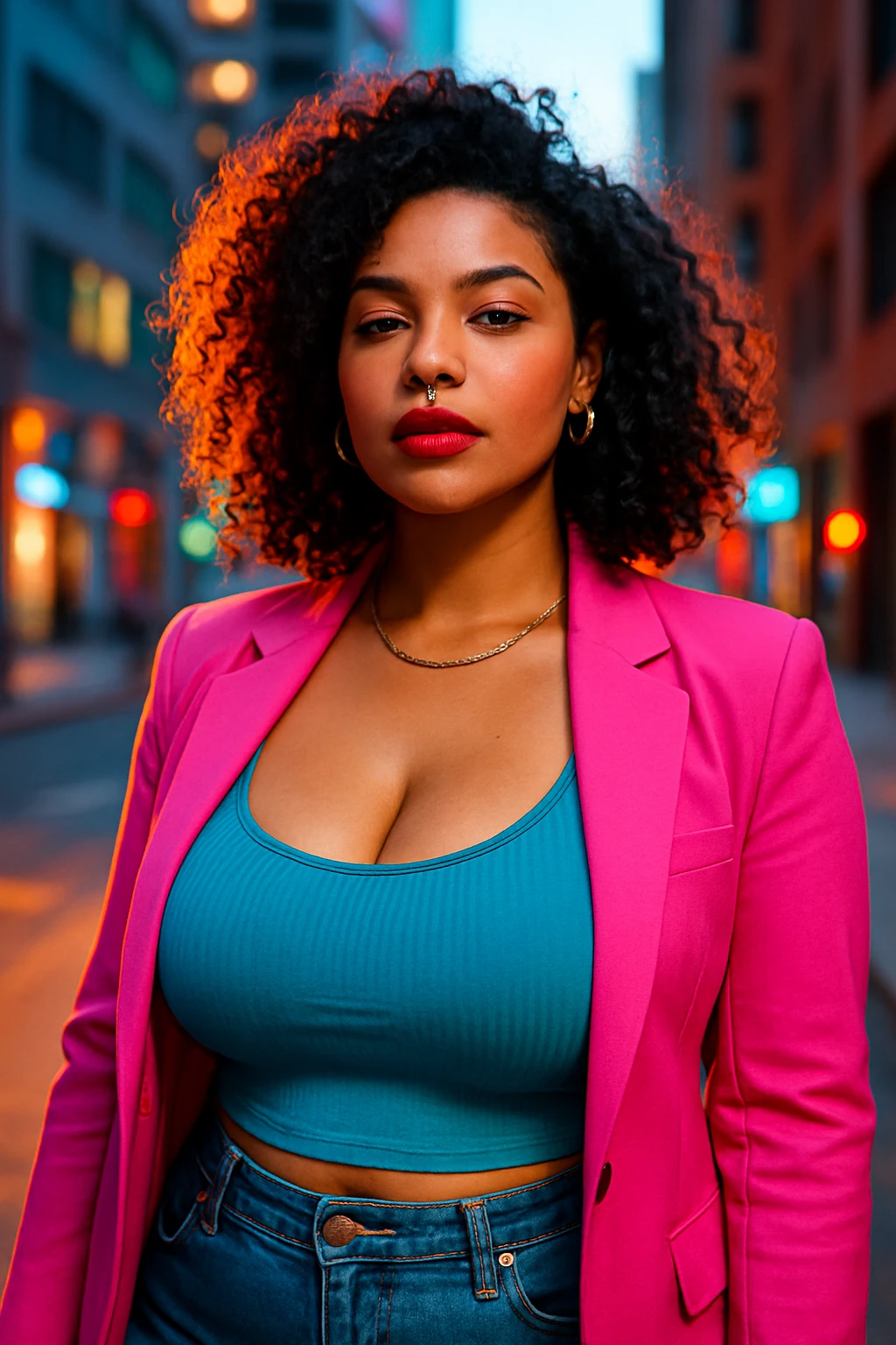 hot girl with big boobs, modern, confident, stylish, vibrant colors emoji