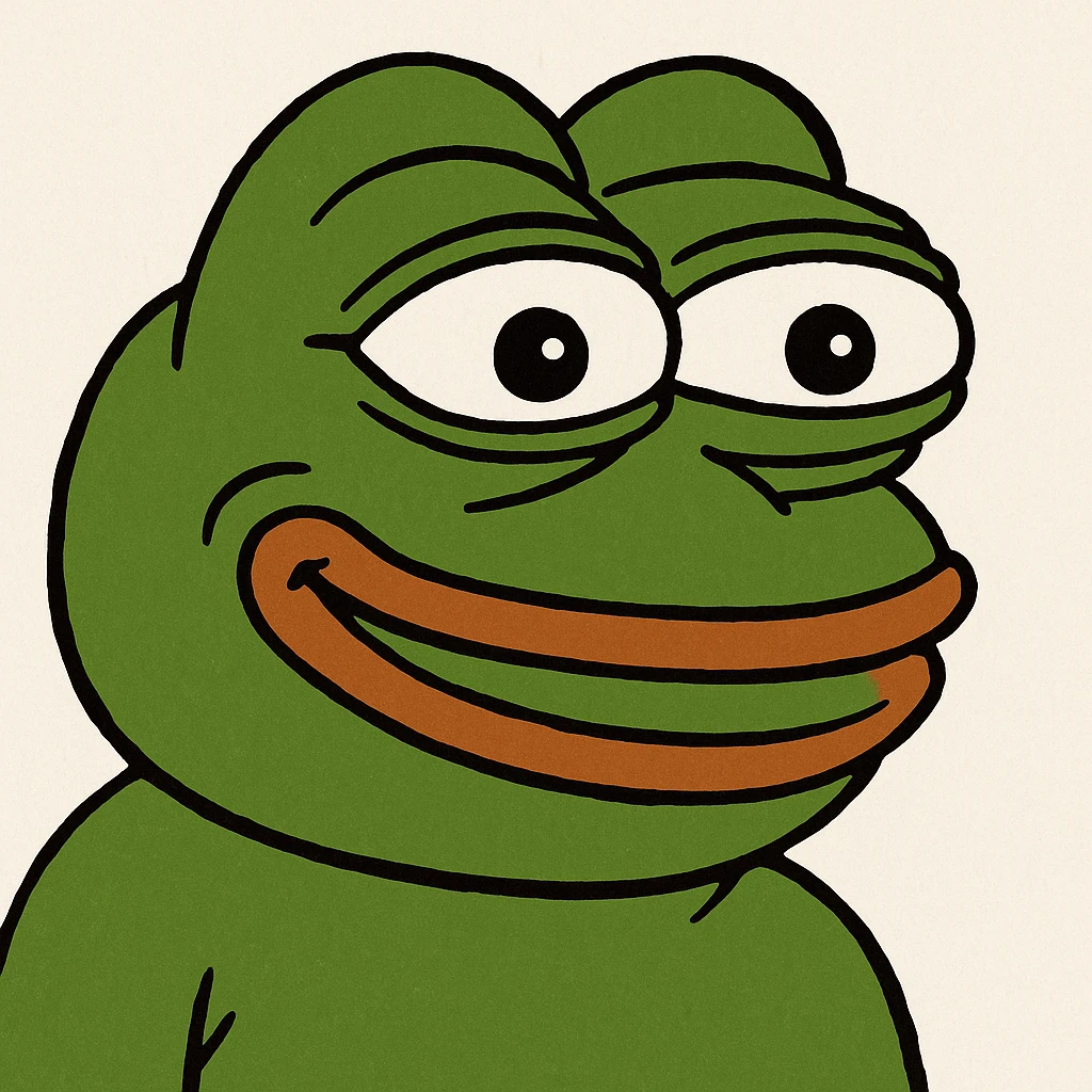 pepe the frog with a big smile, 3D rendered, vibrant colors emoji