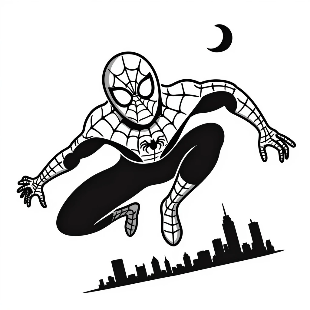 spiderman hand-drawn black outline doodle style emoji