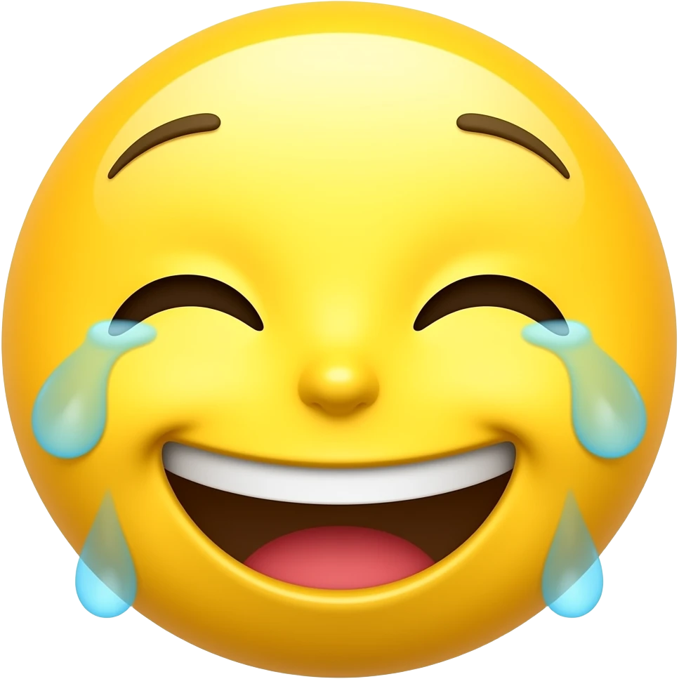 apple style emoji that is crying because theyre laughing so hard but like yellow like an emoji on an apple iphone emoji