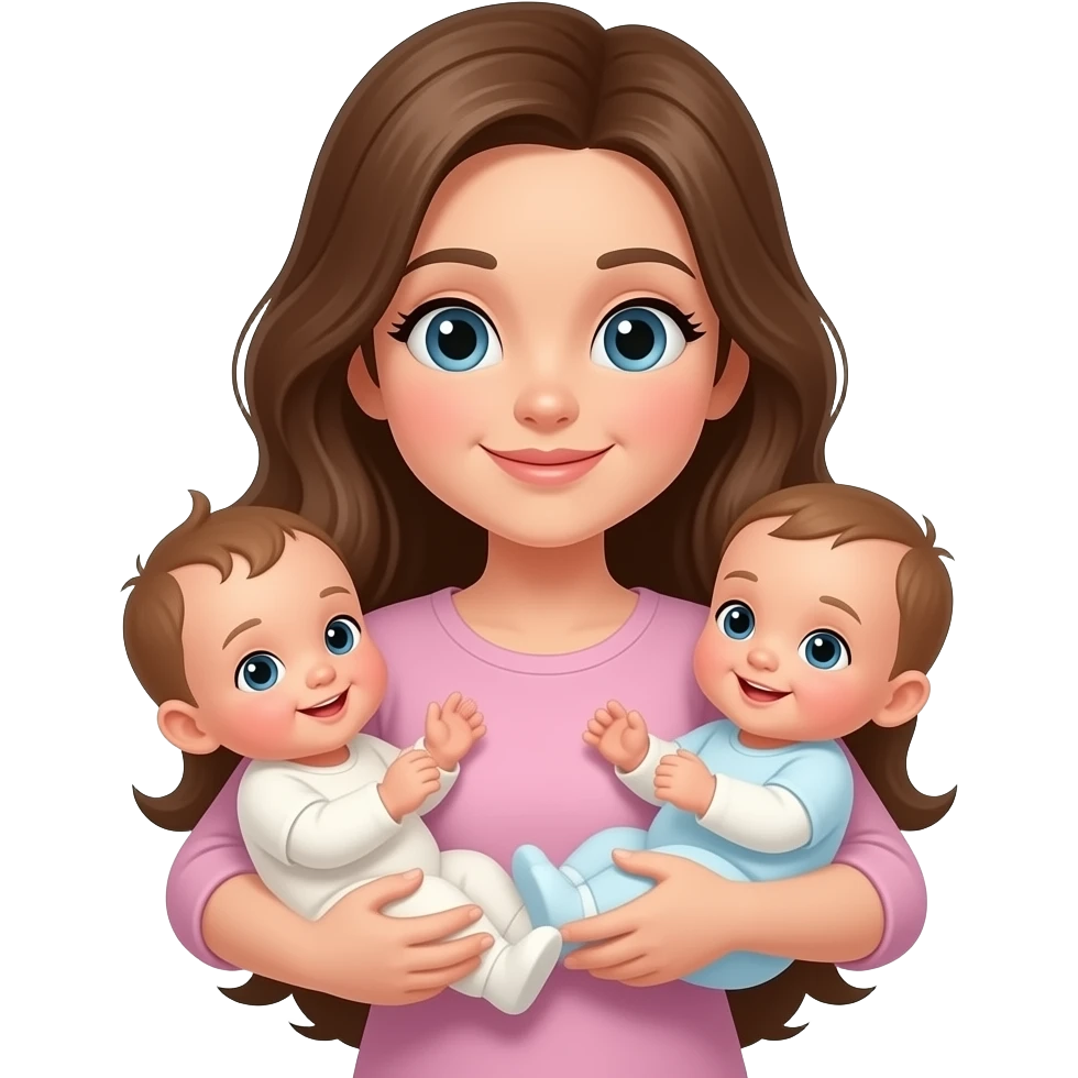 baby sitters girl long brown hair holding babies emoji