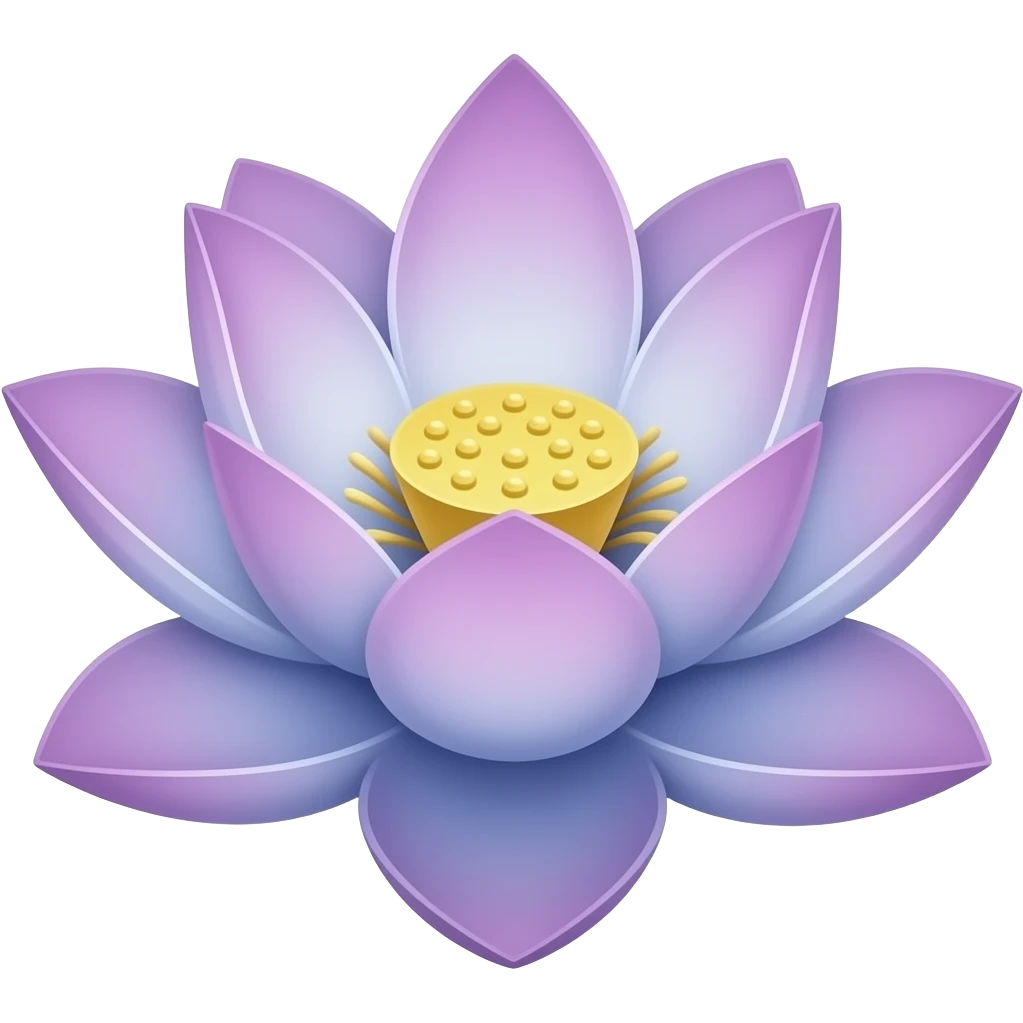 Purple pinkish-blue transparent lotus flower with a golden center emoji