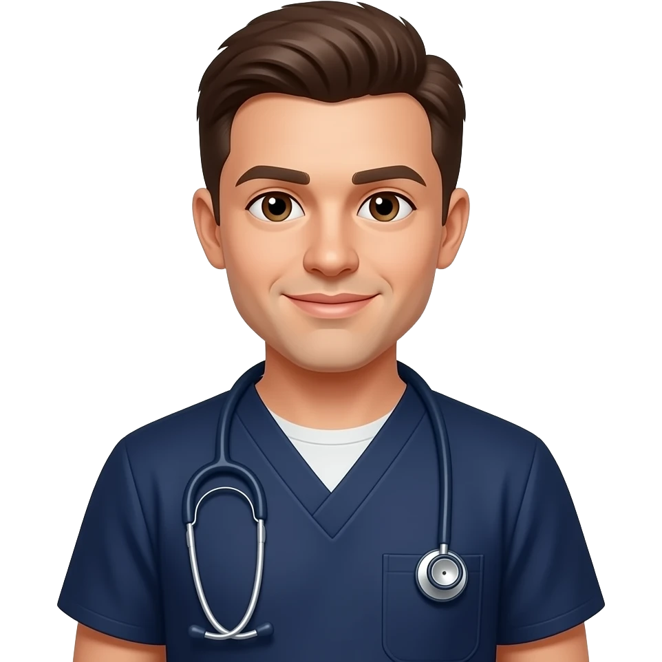 place in navy scrubs with stethascope around neck emoji