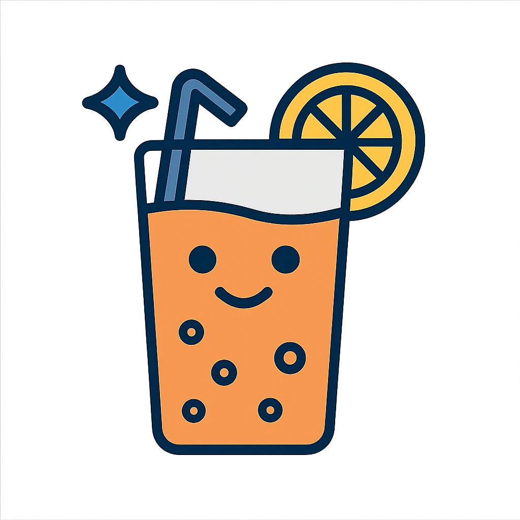 color outline icon style drink with a cheerful face and vibrant accents emoji