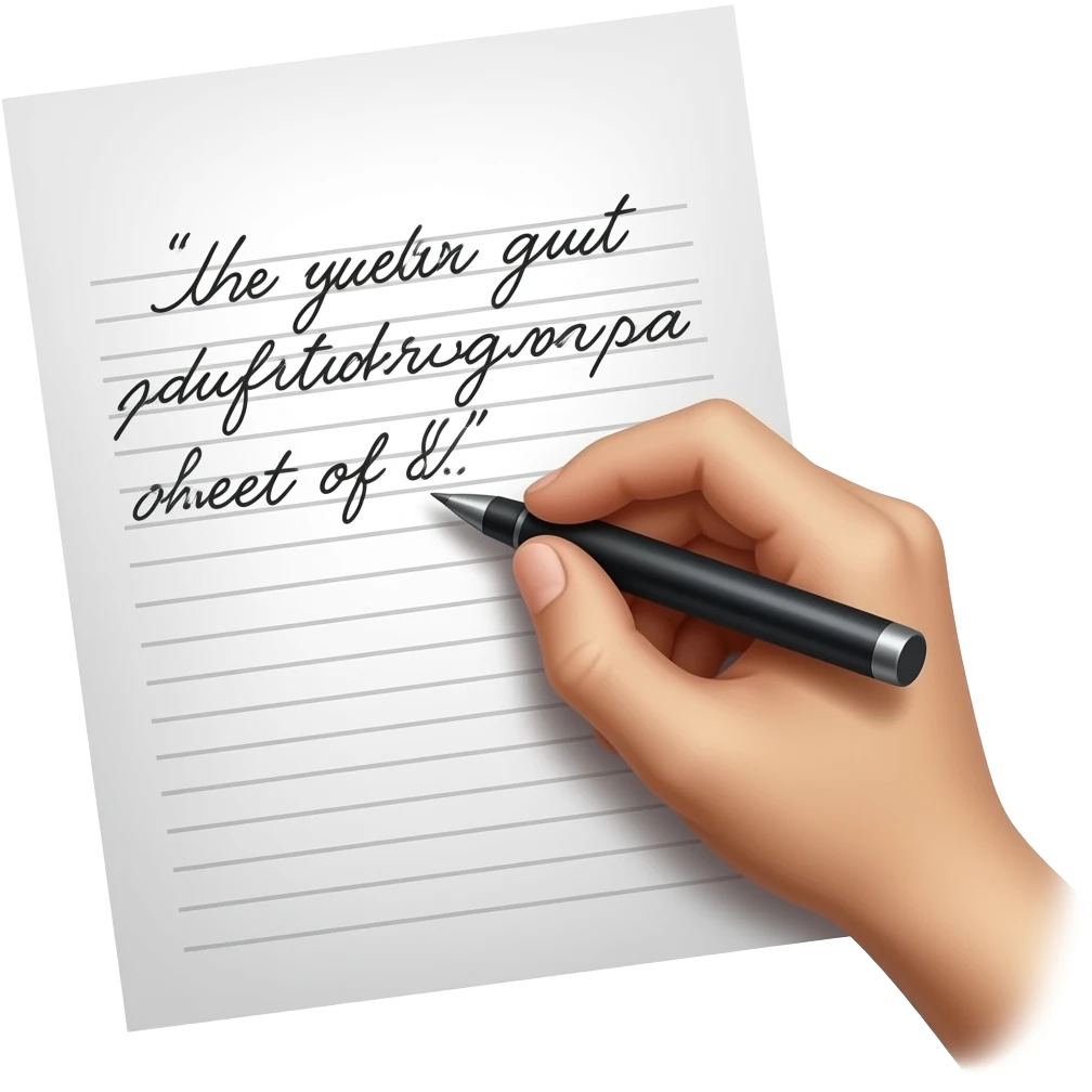 pen writing quotation on paper for policy. Use english emoji