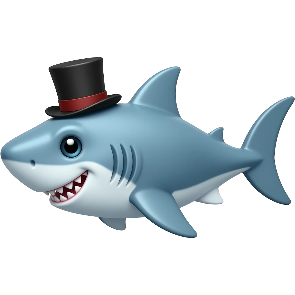 Shark with a top hat emoji