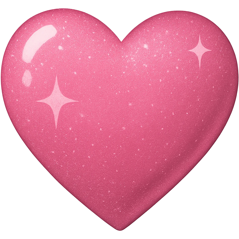 Edit the glittery purple color heart with a subtle gradient and no border to a glittery pink color heart with a subtle gradient and no border, keeping the background transparent. Maintain the glittery texture and subtle gradient effect in pink. emoji
