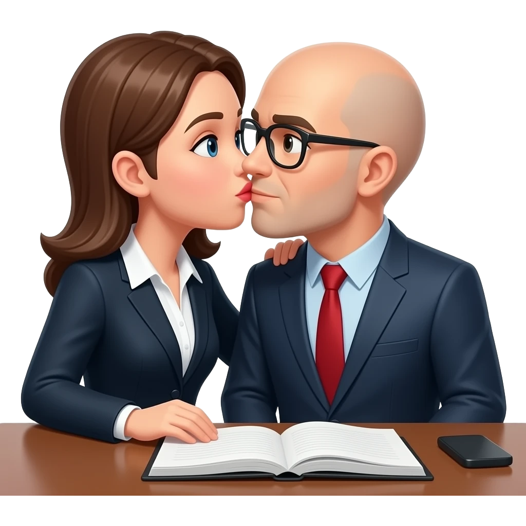 Secretair entraind d embrasser un chauve sur un bureau emoji