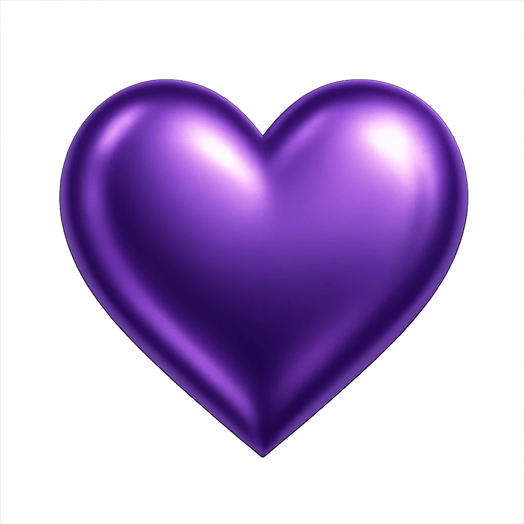 heart with a metallic purple finish, clean digital illustration emoji