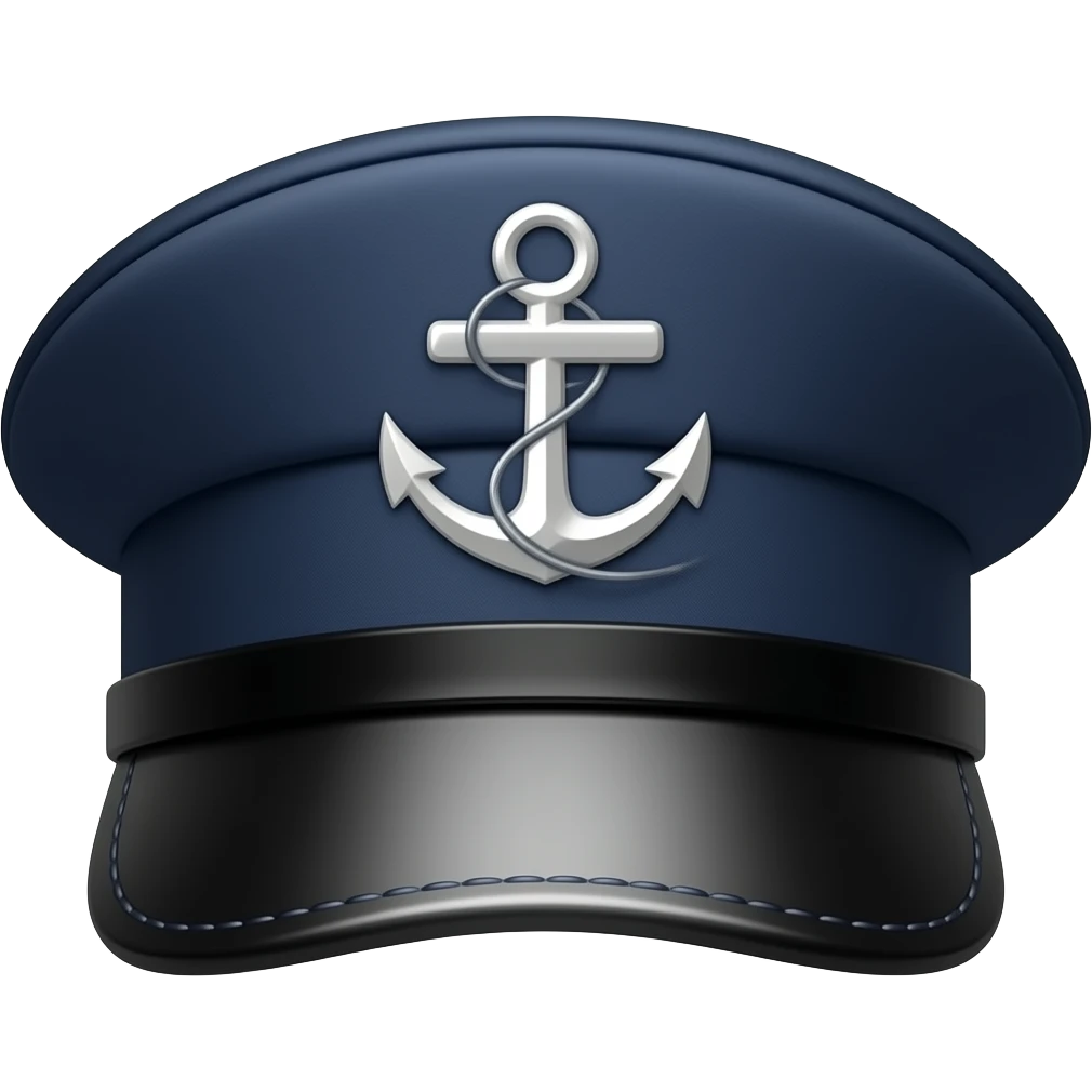 Navy officer cap with anchor logo emoji