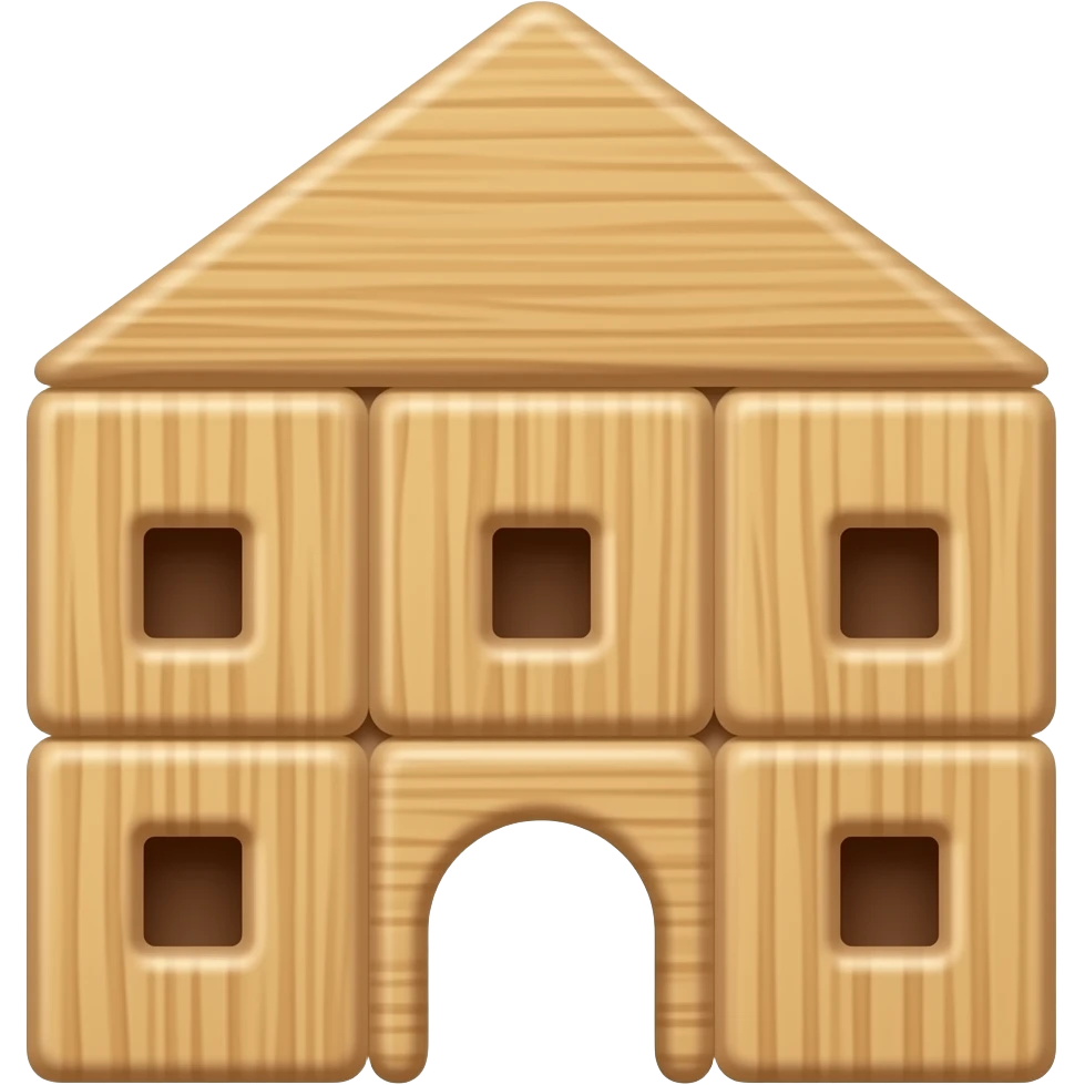 Wooden building block shapes emoji
