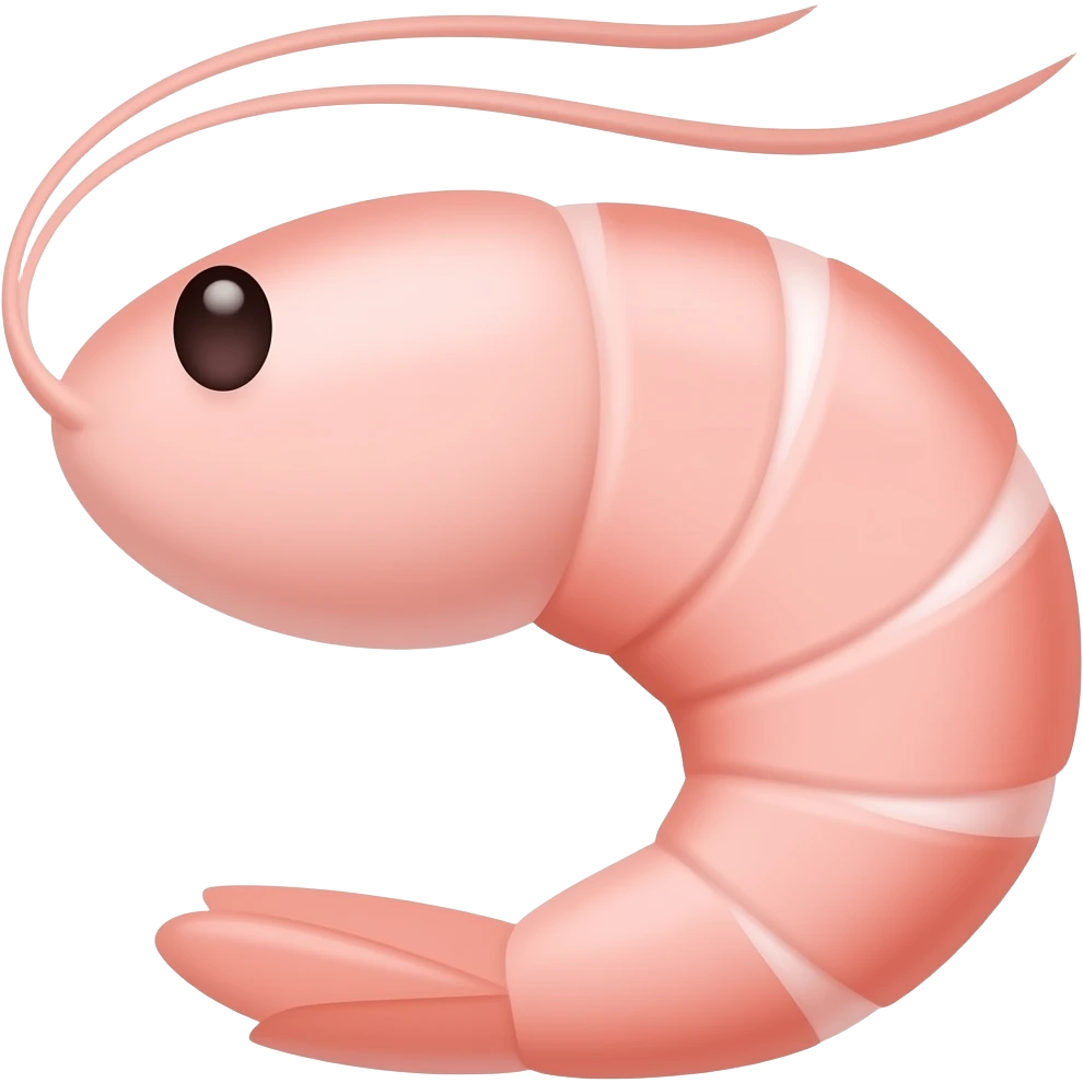 2D render iPhone emoji png of a detailed pinky pink pink pink  shrimp emoji