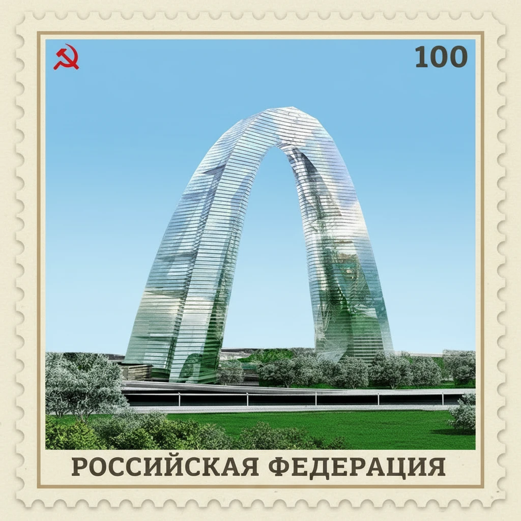 Оставь только одну эту Арку, стилизуй изображение под марку как на втором фото emoji