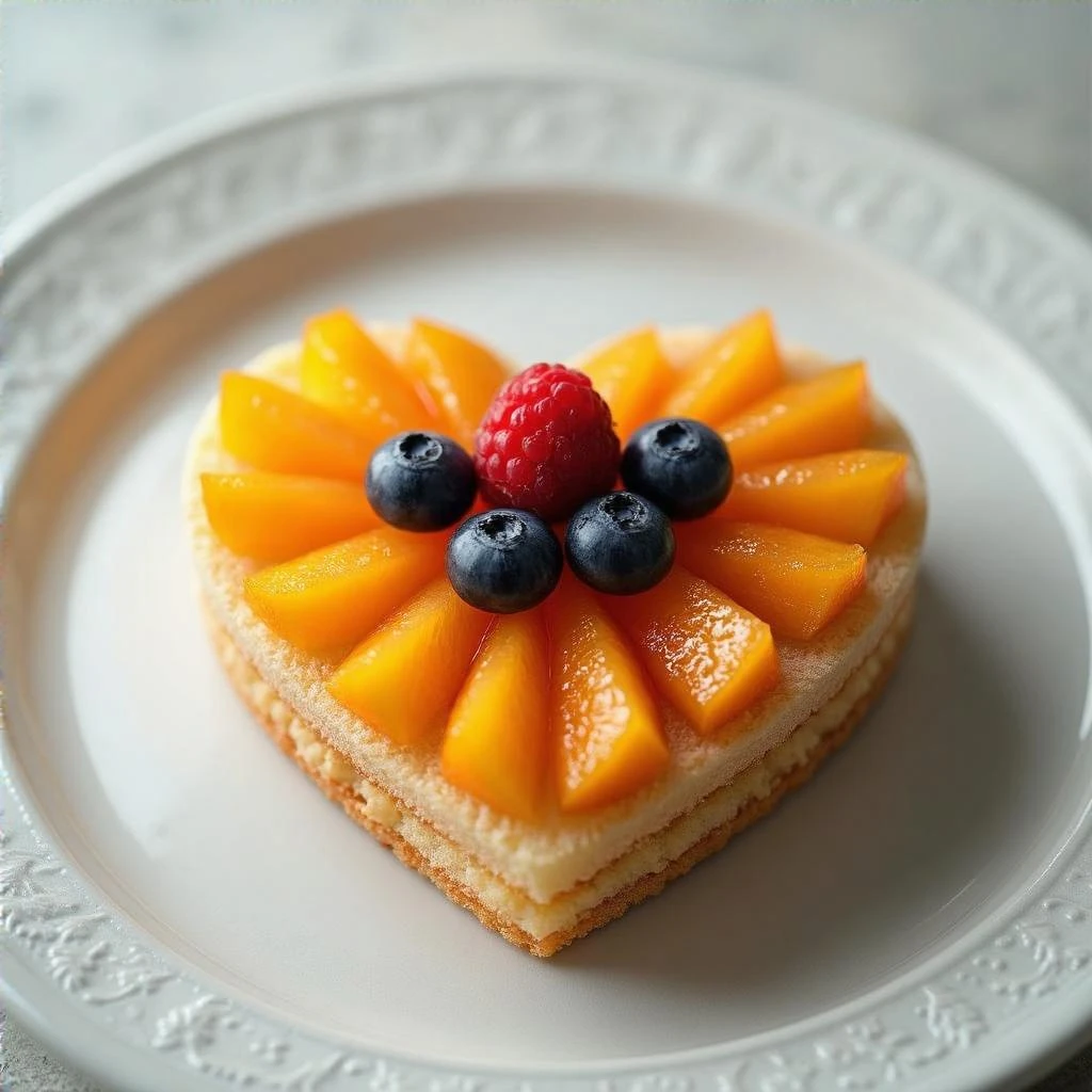 heart-shaped food with a fruit topping emoji