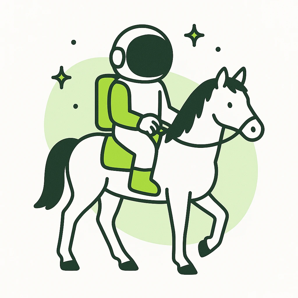 astronaut on horseback with stars in background emoji