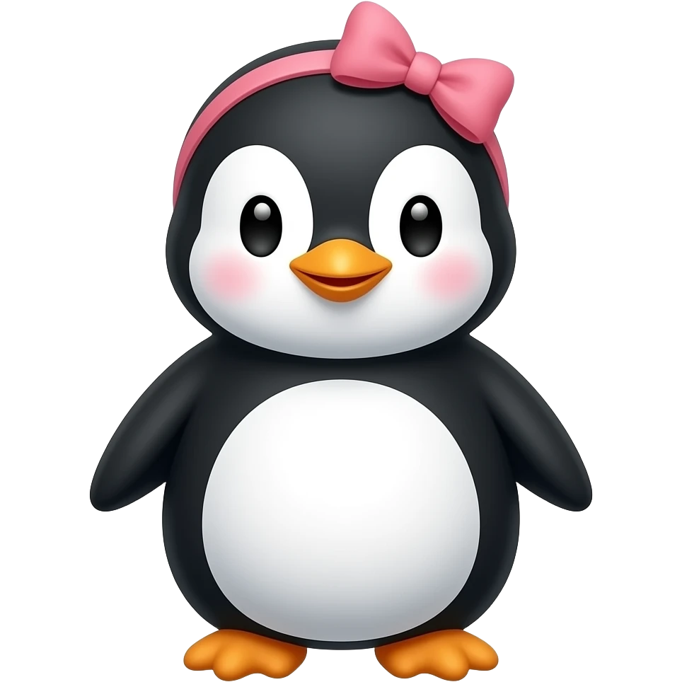 cute penguin with a bow on the head emoji