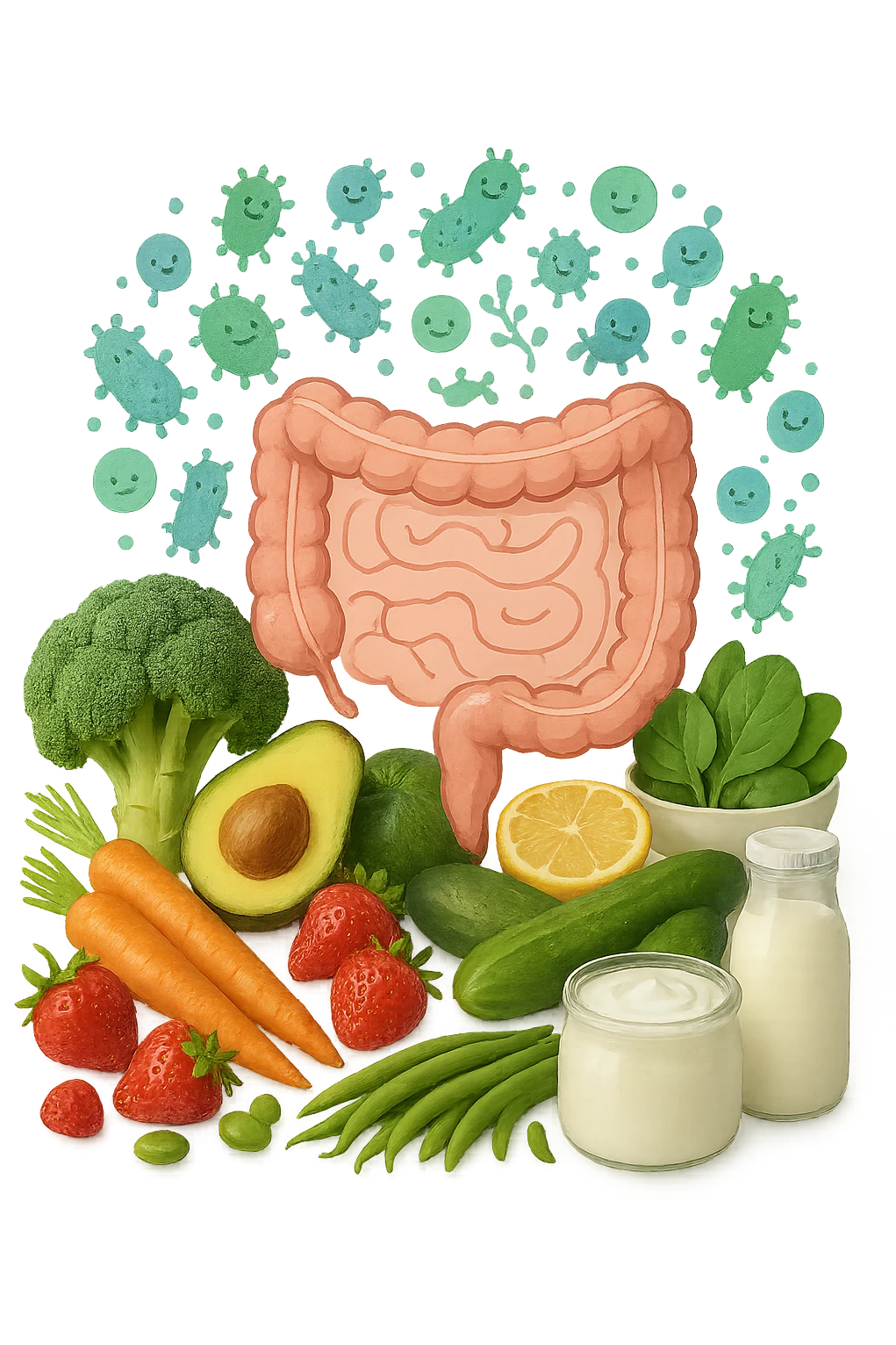 dieta low FODMAP + flora bilanciata, iperrealistica 4k emoji