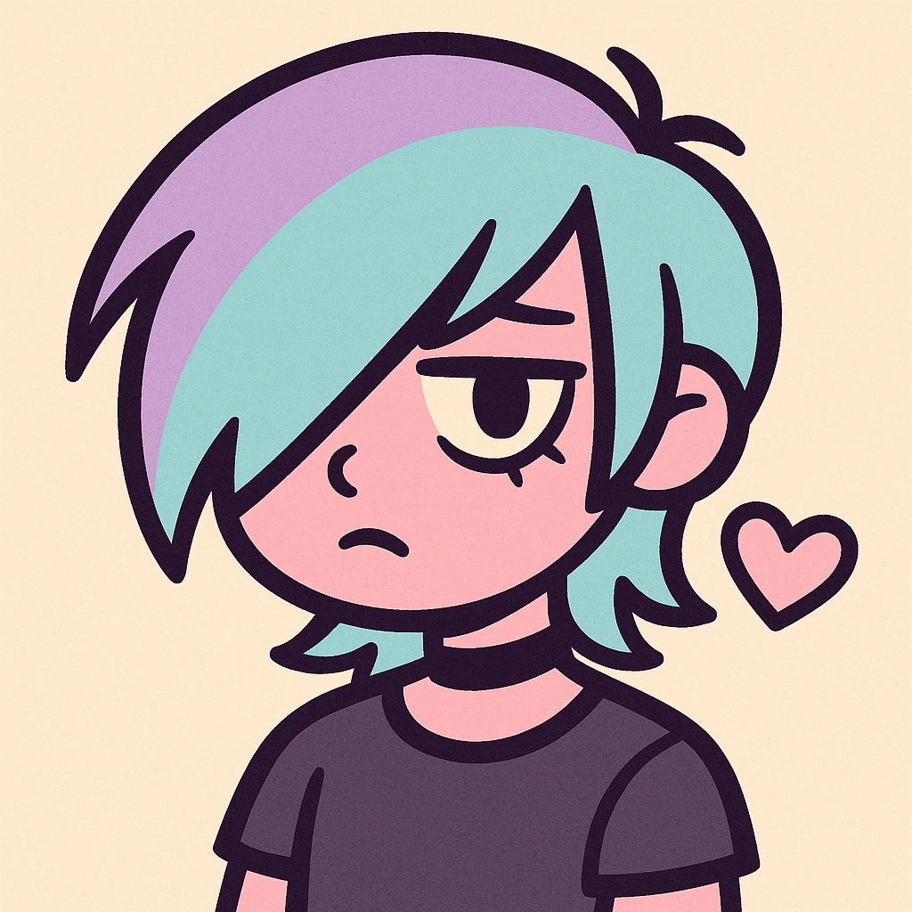 pastel emo profile picture with a heart accent, cute, expressive, minimal emoji