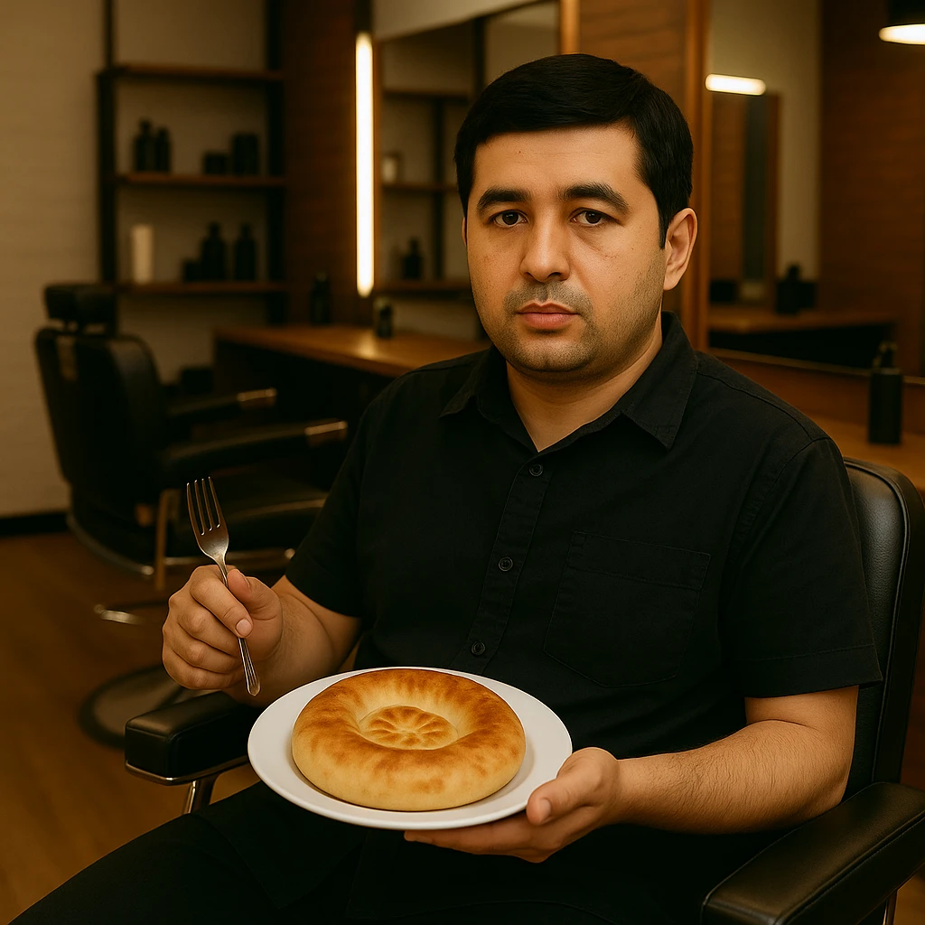 birinchidagi odamni yuziga 2 rasmdagi odamga uxshatib chizib bergin xuddu shunday non yen utirganini emoji