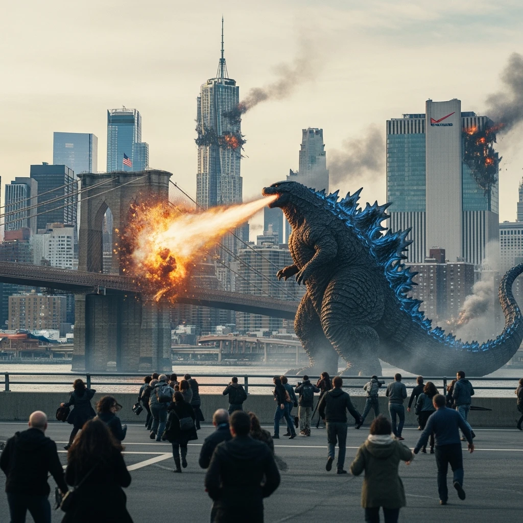 godzilla attackig ny emoji