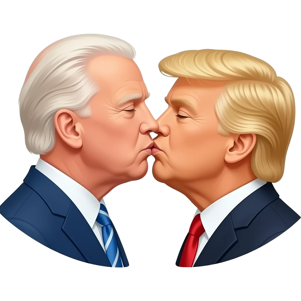 biden and trump kissing emoji