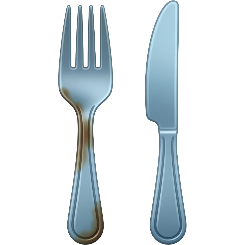 dirty blue fork and clean blue fork emoji