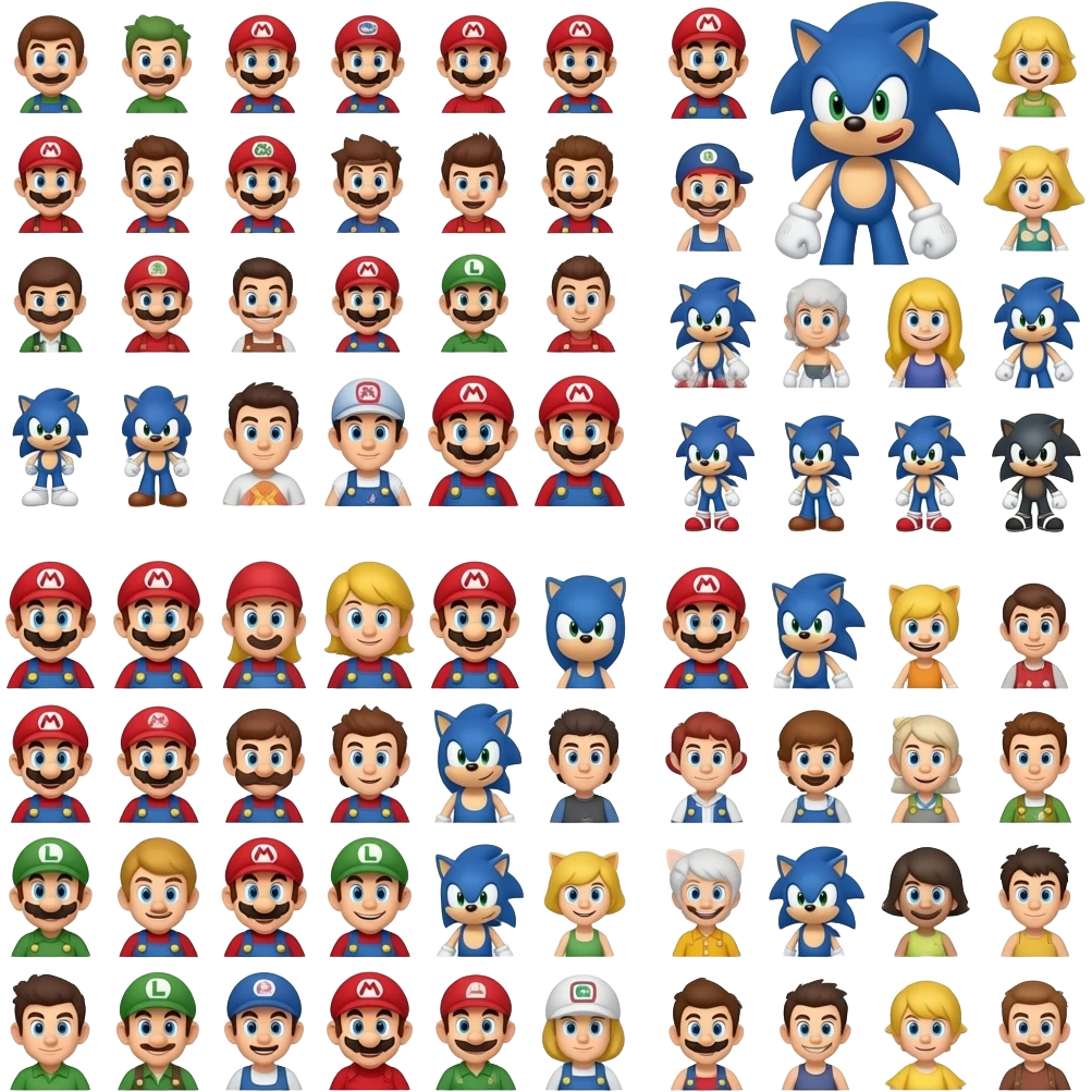 100 marios and 100 sonics emoji