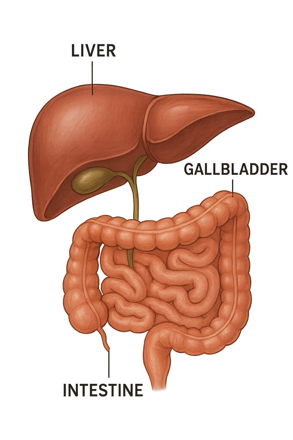 Connessione visiva, fegato , intestino e cistifellea emoji