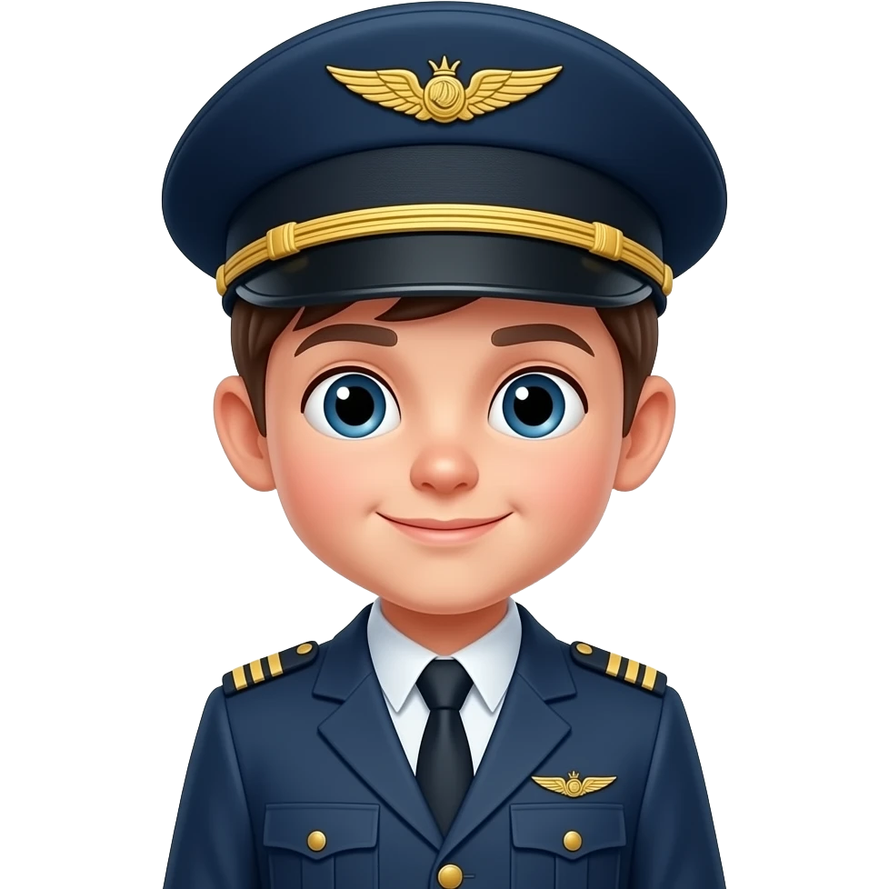young beautiful boy in pilot uniform emoji