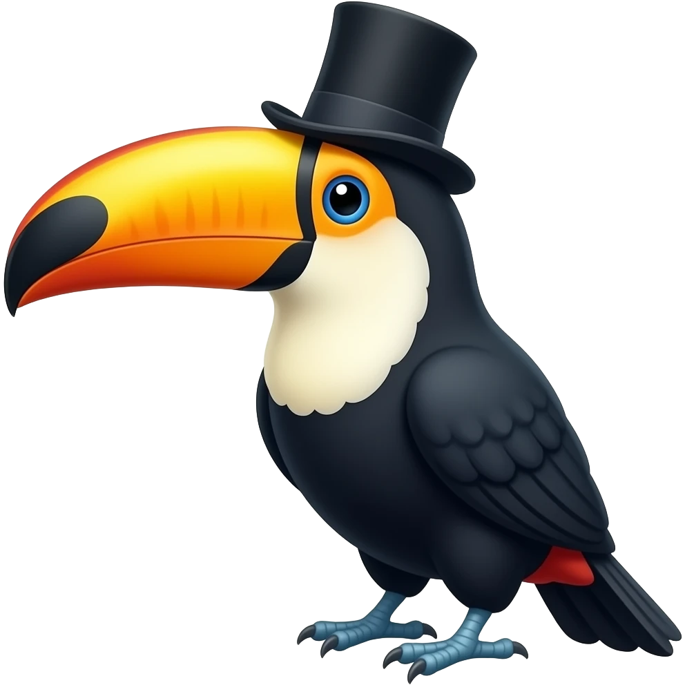 Toucan with a top hat emoji