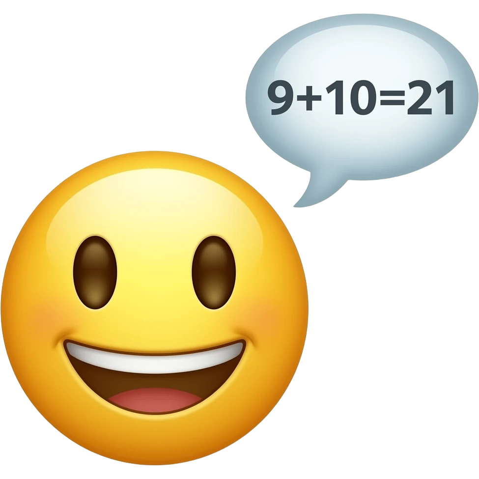 make a emoji that says 9+10= 21 emoji