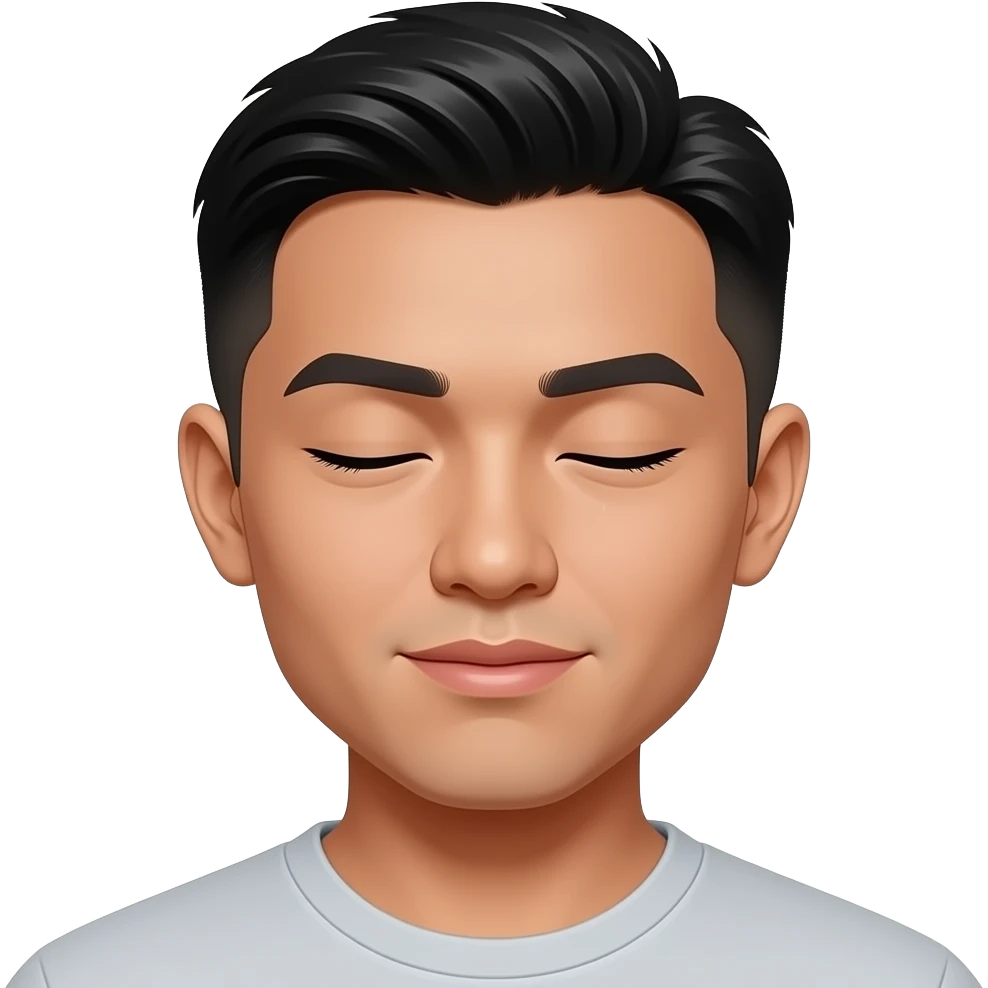 25 year old Filipino man fade hair cut closed lips eyes emoji