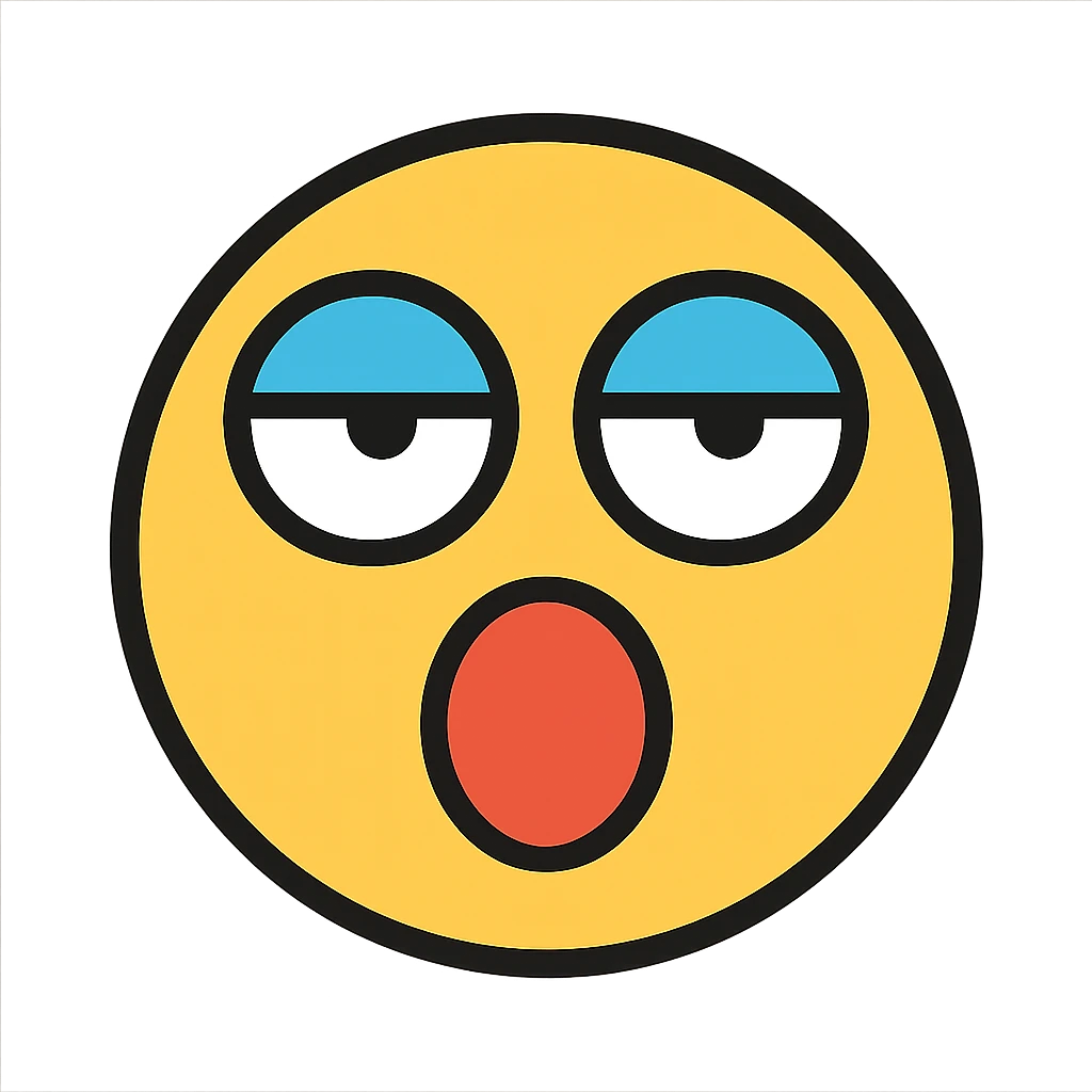 annoyed face with rolling eyes and a shocked mouth, color outline icon style emoji