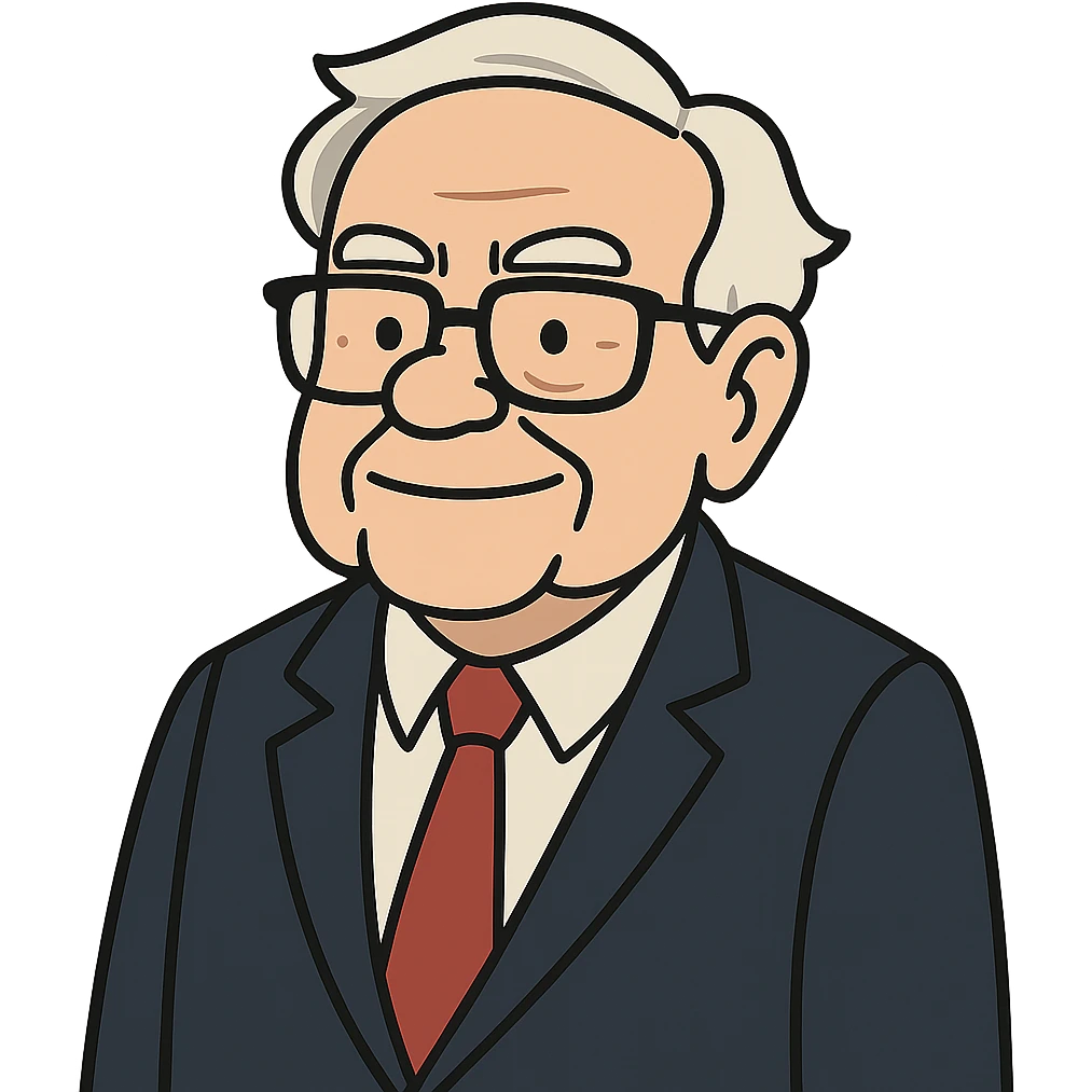 Warren Buffett wearing glasses and a suit in flat-toon style emoji