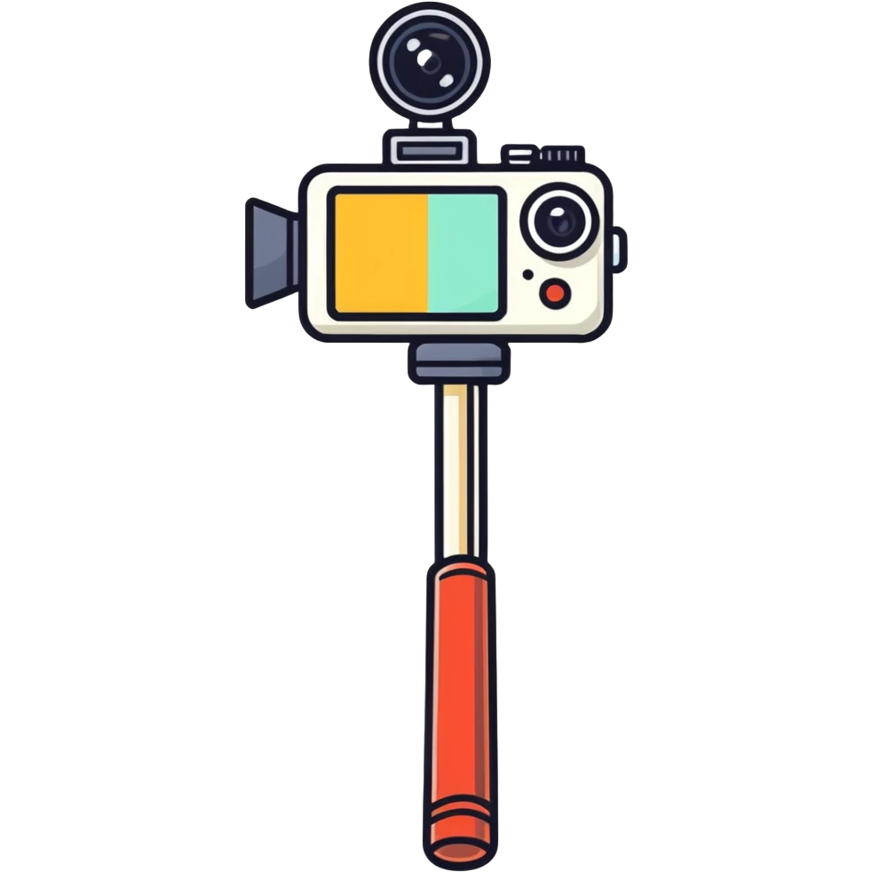 Video camera on long stick emoji