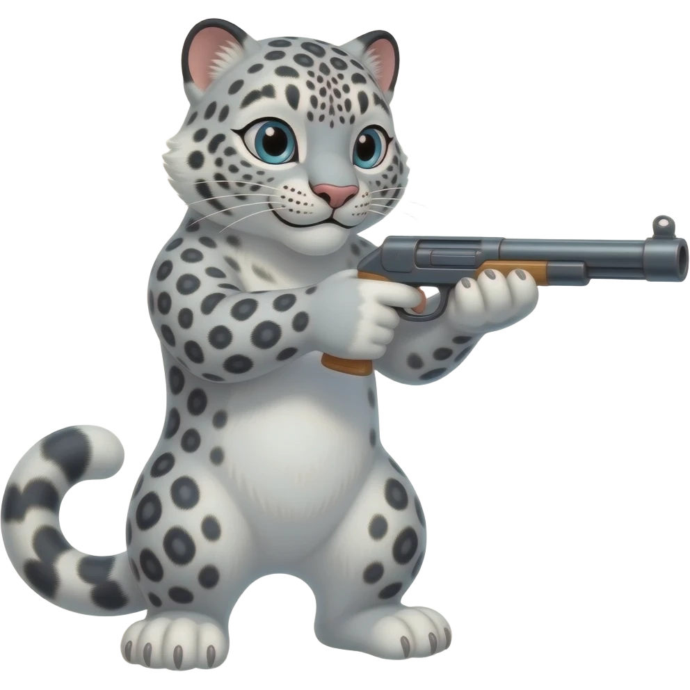 snow leopard shooting otter emoji