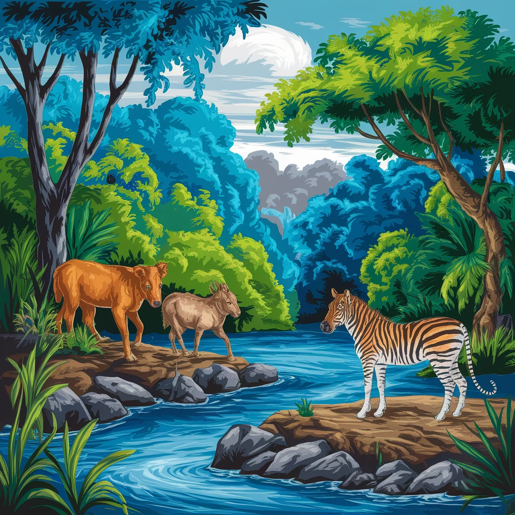 digital raster painting image of jungle safari emoji