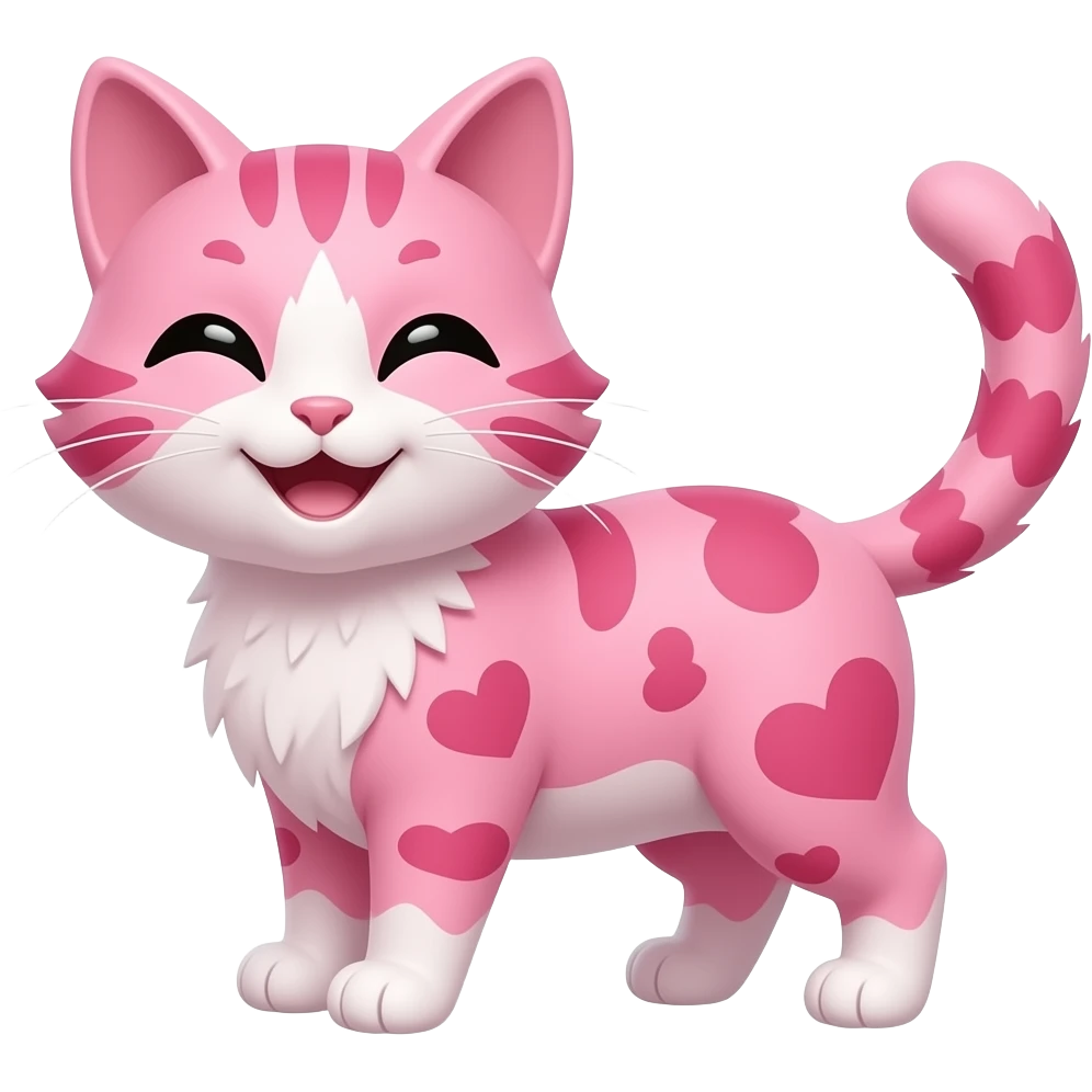 make a cat with pink and hearts and more happy emoji