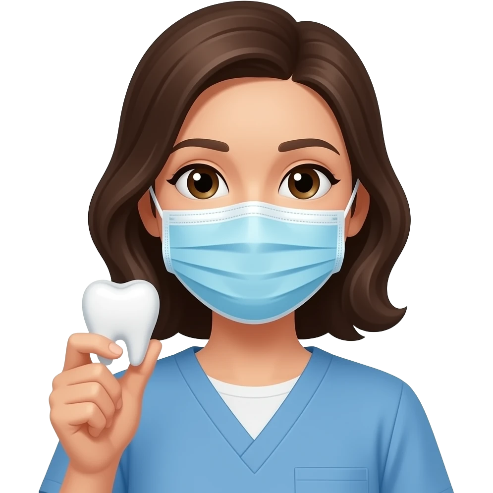 dra con barbijo y un diente en la mano emoji