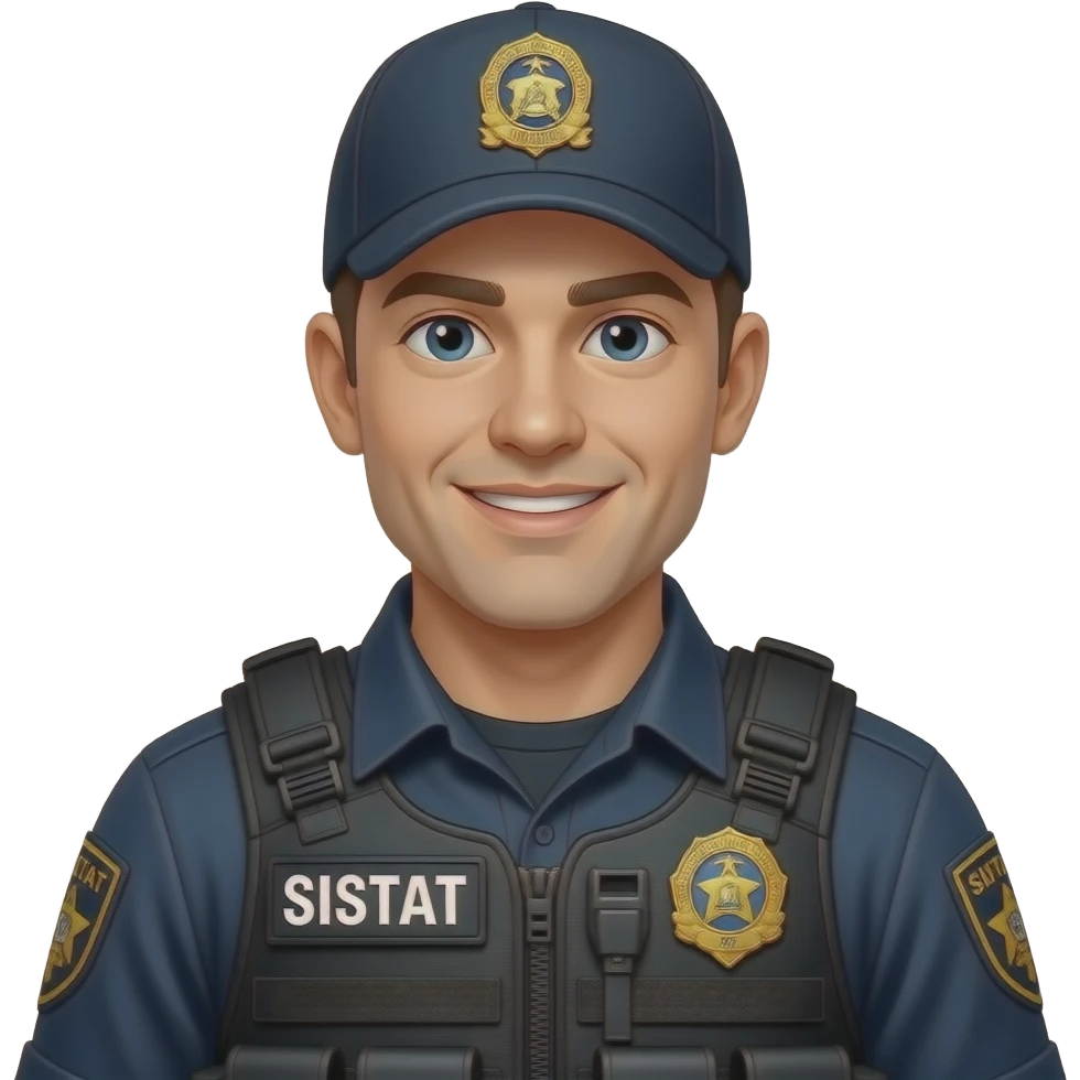 A swat guy that is realistic and happy emoji