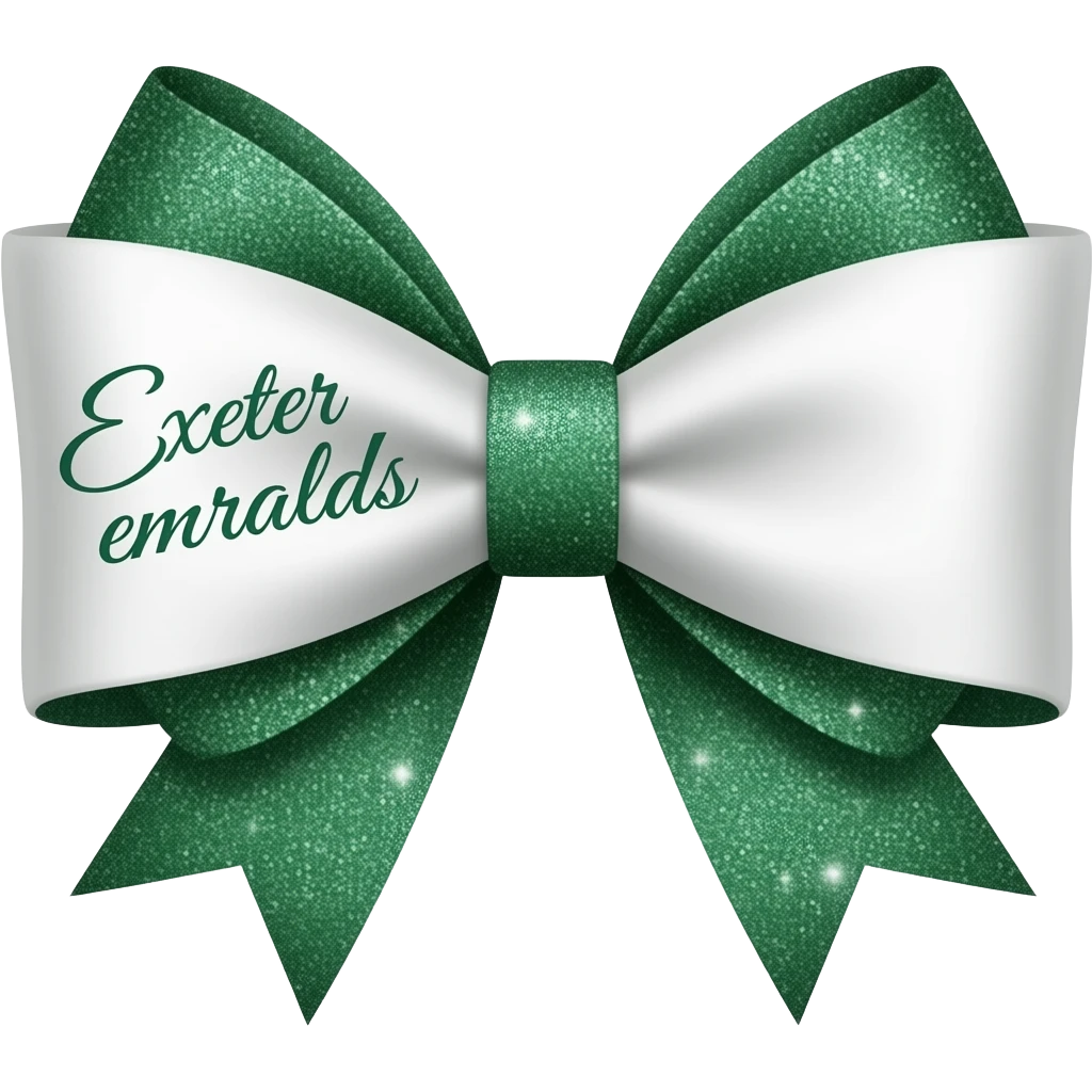 use this bow in white with sparkly dark emerald green and add the words Exeter emeralds in calligraphy on the left emoji