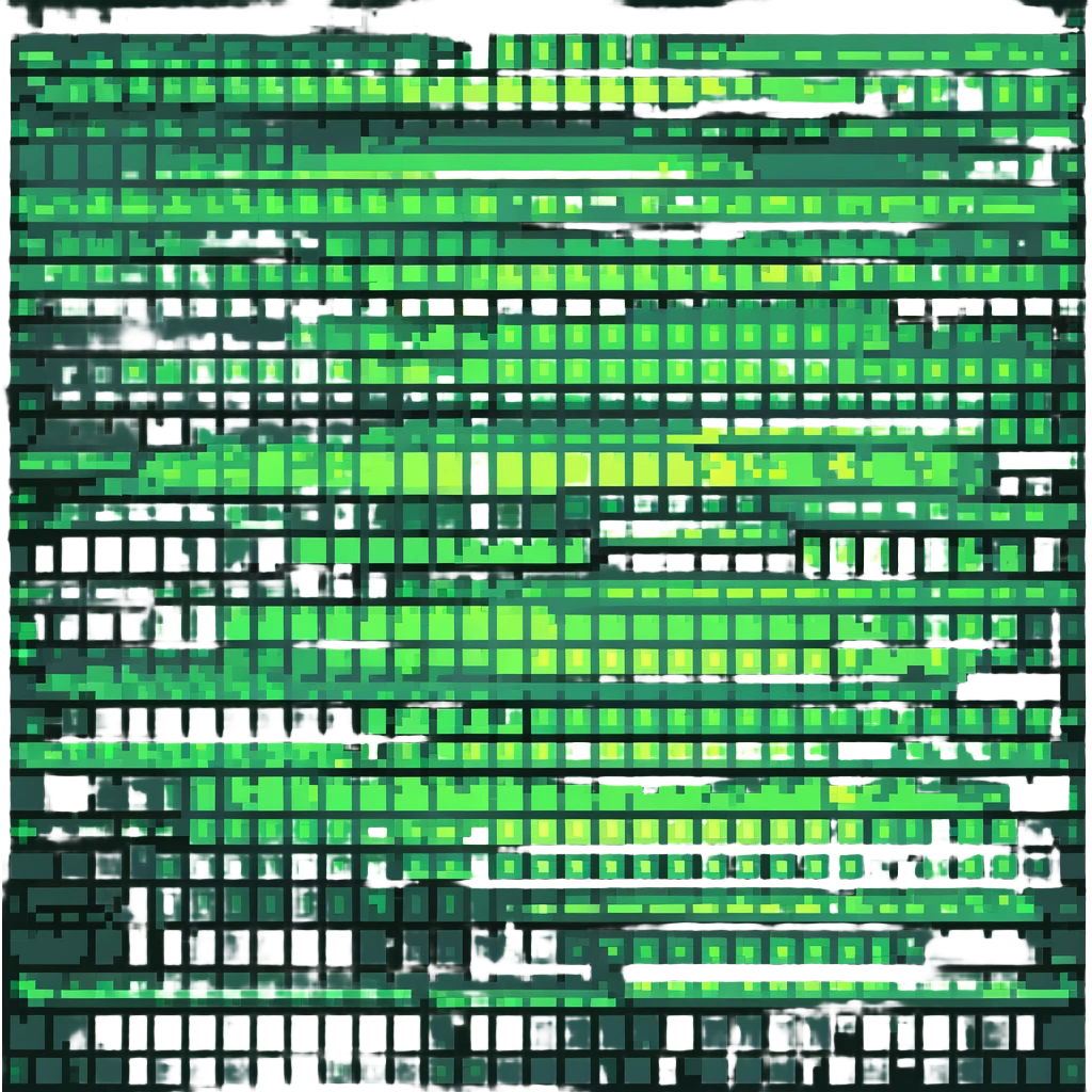 Convert the image to a green holographic pixel art style with glowing green highlights and subtle scan lines. Keep the original pose and design intact. emoji