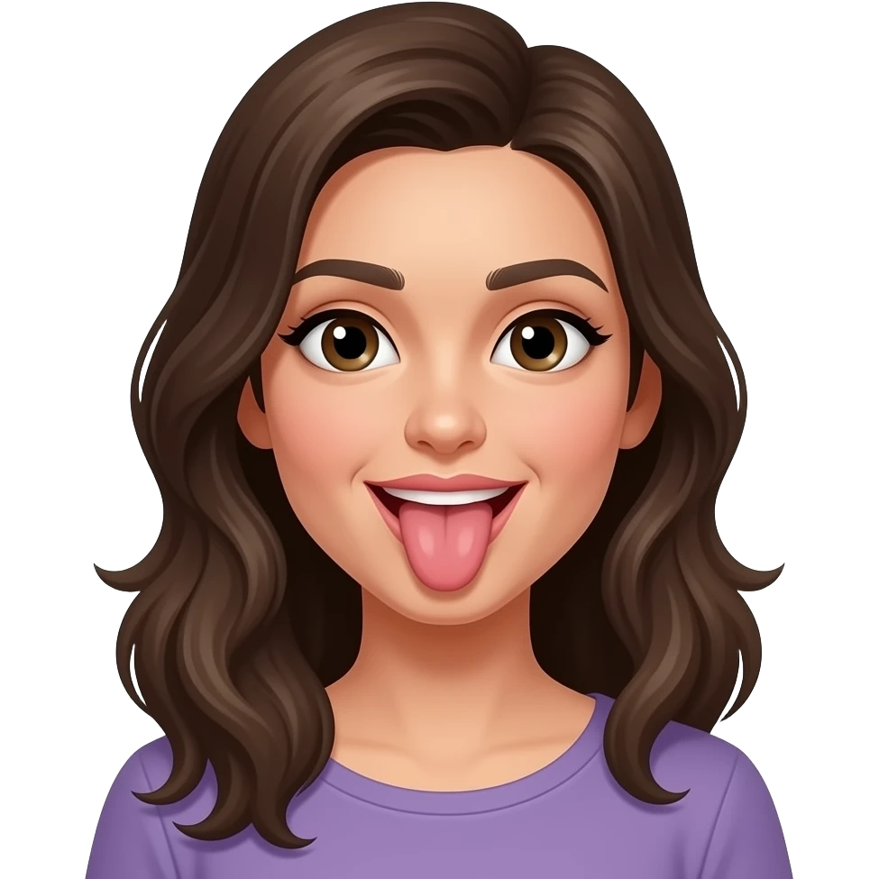 Make her sticking her tongue out. emoji